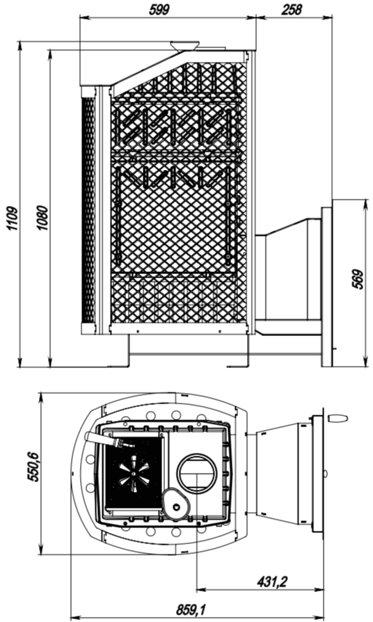 Габаритные размеры печи Амур